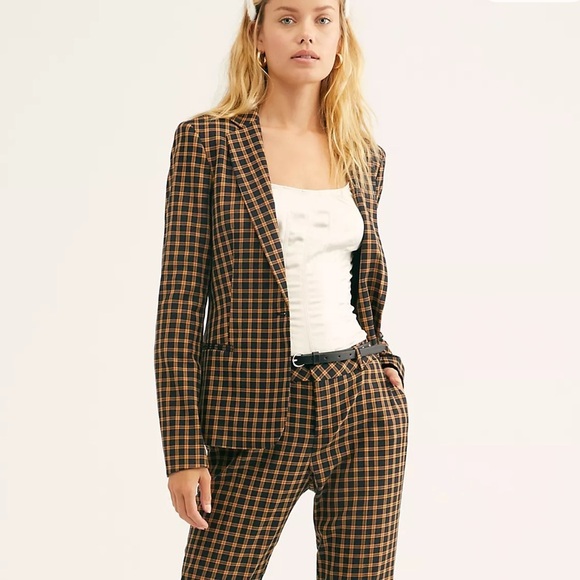 Scotch & Soda Atelier No 1 Plaid Single Button Blazer Navy Yellow Medium NWT - Picture 1 of 7